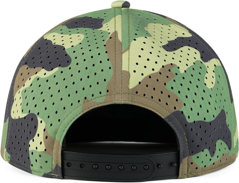 FEINION Men Flat Brim Adjustable Performance Hat Snapback Laser Perforated Baseball Cap - Image 5